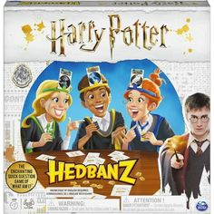 the board game hedbanz has three people dressed as harry potter