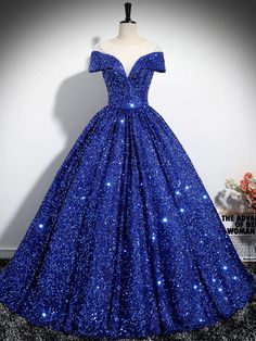 Blue+Sequins+Long+A-Line+Ball+Gown Product+Code:+CT3706 Silhouette:+A-Line Material:+Sequins Waist:+Natural Back+Details:+Lace-up Length:+Floor+Length Lining:+Fully+Lined Built-In+Bra:+Yes Size: Besides+stand+size+2-16,+we+still+offer+free+custom+size,+please+provide+the+following... Sapphire Ball Gown, Prom Dresses Royal Blue Ball Gown, Blue Glitter Ball Gown, Celestial Ball Gown, Royal Blue Ballgown, Blue Glitter Dress, Royal Blue Ball Gown, Red Princess Dress, Prom Dress Short Lace