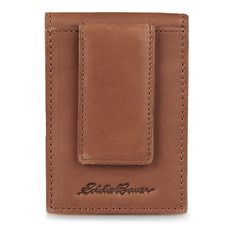 Carry your cards and cash in style with this men's leather wallet from Eddie Bauer. Carry your cards and cash in style with this men's leather wallet from Eddie Bauer. Dimensions: 2.75 in. x 4 in. x 0.5 in. Embossed logo designFABRIC & CARE Leather Spot clean Imported Size: One Size. Color: Brown. Gender: male. Age Group: adult. Classic Bifold Wallet With Leather Patch, Classic Brown Card Holder With Coin Pocket, Classic Leather Card Holder With Coin Pocket, Classic Rectangular Everyday Card Holder, Leather Wallet With Rfid Blocking, Brown Wallet With Belt Clip For Everyday Carry, Leather Rectangular Card Holder With Coin Pocket, Leather Bifold Card Holder With Belt Clip, Classic Brown Trifold Wallet With Coin Pocket