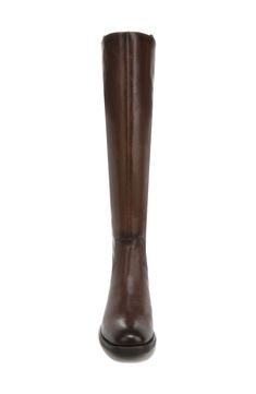 A low heel and rounded toe balance this versatile riding boot made from rich leather. 1" heel 16" shaft; 14 1/2" calf circumference Back zip closure Leather upper/synthetic lining and sole Imported Women's Shoes Classic Medium Width Knee-high Boots For Business, Classic Riding Knee-high Boots Medium Width, Classic Knee-high Boots With Reinforced Heel, Elegant Wide Calf Knee-high Riding Boots, Elegant Wide Calf Knee-high Boots For Riding, Classic Low Heel Leather Knee-high Boots, Classic Low Heel Knee-high Boots For Formal Occasions, Modern Elements, Decorative Stitching