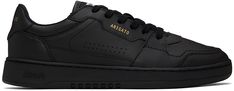 Handcrafted low-top paneled buffed leather and SEAQUAL® YARN canvas sneakers in black. · Perforated detailing throughout · Lace-up closure · Logo patch at padded tongue · Padded collar · Logo stamp at outer side and heel tab · Recycled mesh lining · Logo embossed at treaded rubber sole Supplier color: Black/Black Classic Lace-up Sneakers With Logo Patch, Black Leather Sneakers With Logo Patch, Classic Low-top Skate Shoes With Embossed Logo, Classic Skate Shoes With Embossed Logo For Streetwear, Classic Black Sneakers With Gum Sole, Luxury Black Custom Sneakers With Vulcanized Sole, Luxury Custom Black Sneakers With Vulcanized Sole, Luxury Streetwear Sneakers With Gum Sole, Luxury Low-top Sneakers With Gum Sole