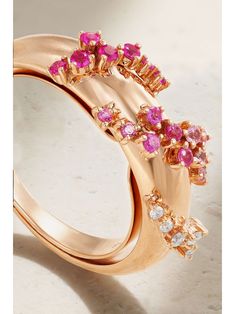 ANANYA Scatter 18-karat rose gold diamond and sapphire ring Diamond And Sapphire Ring, Rose Gold Diamonds, Pink Sapphire, Net A Porter, Women Collection, Jewellery And Watches, Sapphire Ring, Gold Diamond, Luxury Design