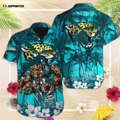 NFL Jacksonville Jaguars Style Hawaiian Shirt Sports Season Fan Merchandise Shirt With Sublimation Print, Green Shirt With Team Name For Sports Events, Fan Apparel Shirt With Sublimation Print For Sports Events, Sports Fan Apparel Shirt With Sublimation Print, Sports Fan Short Sleeve Shirt For Fan Merchandise, Graphic Print Shirt For Sports Season Fan Gear, Graphic Print Shirt For Sports Season, Casual Shirt For Football Season Sports Events, Casual Shirt For Football Season