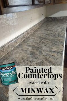 a kitchen counter top with the words painted countertops sealed with minwax on it