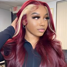 Brand New Wig 28inches Long Very Thick And Really Pretty In Person Red Hair Unique, Frontal Sew In Color, Red Lace Wig, Christmas Wigs Black Women, Hair Styles Teens, Red Hair Wigs, Red And Burgundy Hair, Blonde And Red Lace Front Wig, Burgundy Pink Hair