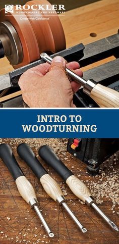 a man working with woodworking tools on a table