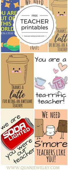 a series of posters with different types of writing on them and the words thank teachers