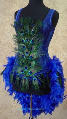 Peacock Corset, Peacock Costume Diy, Peacock Halloween Costume, Feather Costume, Peacock Mask, Peacock Gifts, Peacock Costume, Costume Carnaval, Blue Feathers