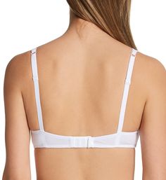 Soft structural bands add support to cups on this extra soft no-wire bra. Wireless cup has layered fabric bands along bottom of cup for comfortable light support. Cup has smooth knit cotton lining and is shaped with a vertical dart. Narrow covered elastic underband holds fit against body. Deep plunging neckline has sheer stretch lace reinforcing bands with sewn-on elastic to maintain fit. Boning at side seams adds support, and flexes for more comfortable wear. Sides and back are rib-knit with so White Underwire Nursing Bra With Removable Cups, White Nursing Bra With Removable Cups And Underwire, White Full Cup Nursing Bra With Adjustable Straps, White Underwire Bra With Removable Cups, White Push-up Nursing Bra With Removable Cups, Bra Friendly Full Cup White Nursing Bra, White Push-up Nursing Bra With Adjustable Straps, White Bra With Removable Cups, White Full Coverage Nursing Bra With Padded Cups