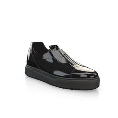 Men`s Sneakers 6979 | Girotti Black Leather Loafers With Glossy Finish, Black Glossy Leather Loafers, Sleek Patent Leather Loafers With Rubber Sole, Modern Patent Leather Loafers With Rubber Sole, Luxury Glossy Leather Loafers, Modern Patent Leather Slip-on Loafers, Black Patent Leather Loafers With Removable Insole, Luxury Patent Leather Slip-on Shoes, Black Glossy Finish Loafers With Round Toe