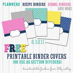 free printable binder covers for use as section dividers