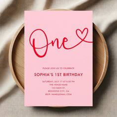 Playful Calligraphy Heart Pink Red 1st Birthday Invitation Editable Blank Calligraphy Heart, Pink First Birthday, Baby Birthday Decorations, Birthday Activities, Party Stationery, 1st Birthday Invitation, Birthday Template, 1st Birthday Invitations