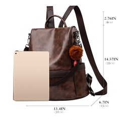 This backpack is Designed with multiple pockets, this functional bag expresses a sophisticated aesthetic. This is further highlighted by an elegant style. You'll never let go. Main Material: PU leather Lining Material: Polyester Interior: Interior Zipper Pocket Handle/Strap Type: Soft Handle Exterior: Silt Pocket Size: 32cm (12.5 inches) 33cm (12.9 inches) Brown Faux Leather Backpack With Zipper Closure, Trendy Brown Faux Leather Backpack, Brown Faux Leather Backpack, Versatile Brown Leather Backpack With Zipper, Brown Faux Leather Backpack For On-the-go, Trendy Brown Soft Leather Backpack, Trendy Brown Leather Backpack For On-the-go, Leather School Bag, Never Let Go