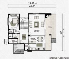 the ground plan for a two bedroom apartment