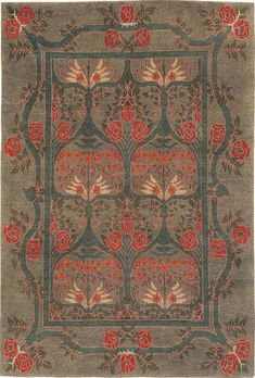 Rambling Rose Sage Rug Rug Tiger Rug Craftsman Rugs, Craftsman Interiors, Sage Rug, Rambling Rose, Brown Pottery, Tiger Rug, Style Carpet, Modern Bungalow, Arts Crafts Style