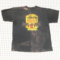 Condition: beat/worn size: large (no tag) Acid Wash Graffiti T-shirt For Streetwear, 90s Distressed T-shirt For Streetwear, 90s Style Acid Wash T-shirt For Streetwear, Stussy T Shirt, 90s Culture, Vintage Stussy, Dope Shirt, 90s Tees, Santa Barbara