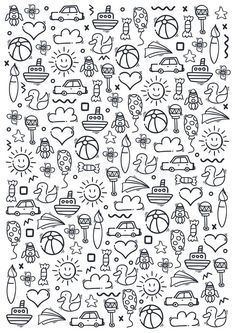 a large set of hand drawn doodles with different symbols and shapes on white background