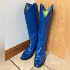 Rodeo Queening Boots Died A Gorgeous Royal Blue Some Of The Dye Has Cracked And Will Need To Be Refinished They Are Not It Perfect Condition Since They Are Repurposed Vintage Boots But With Some Fresh Color They Would Be Perfect Blue Dye, Vintage Boots, Shoes Heels Boots, Royal Blue, Blue Black, Shoes Women Heels, Heeled Boots, Shoes Heels, Dye