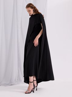 WF ATELIER Black Two-piece Dress and Cape, you can style separately with different outfıt Model height: 177 CM 100% Viscose Length: 137 cm Cape Long sıde :145 cm Black Cape Dress, Black Cape, Black Two Piece, Dress Knee Length, Cape Dress, Knee Length Dresses, Two Piece Dress, Piece Dress, Model Height