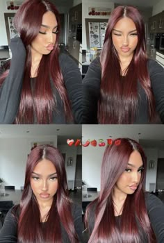 Maroon Red Hair, Pelo Color Vino, Wine Hair Color, December Hair, Cherry Red Hair, Wine Red Hair, Wine Hair, Red Hair Inspo, Cherry Hair