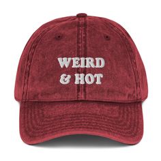 This weird and hot dad hat is the perfect accessory for every day. Our vintage style dad hat comes in different colors with a built-in adjustable strap. * 100% cotton twill * 6-panel unstructured cap * 6 sewn eyelets * Black sweatband * Metal snap buckle with an antique brass finish Visit our website for deals and more designs! www.ninasfunkyshop.com Thanks for visiting Nina's Funky Shop by Ninanush! We create funny, weird and eye-catching designs that are original, unique, and made just for you Vintage Bizarre, Foodie Outfit, Vintage Cap, Las Vegas Strip, Dad Caps, Embroidered Hats, Embroidery Details, Dad Hat, Boss Babe