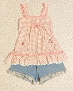 Cute Summer Outfits Kawaii, Cutesy Summer Outfits, Cute Outfit With Shorts, Girly Kei Fashion, Kawaii Outfits Summer, Cutecore Summer Outfits, Outfits With Shorts Aesthetic, Pretty Outfits Spring, Summer Kawaii Outfits