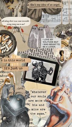 altered collage with words and pictures on it