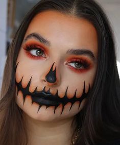 45+ Horrifying Halloween Makeup Ideas for Women - HubPages Scary Makeup Ideas Easy, Cute Halloween Makeup Looks Easy Pumpkin, Pumpkin Face Halloween Makeup, Pumpkin Clown Costume, Easy Pumpkin Face Makeup, Halloween Pumpkin Makeup Easy Diy, Halloerrn Makeup, Pumpkin Halloween Costume Makeup, Jack O Lantern Makeup Pretty