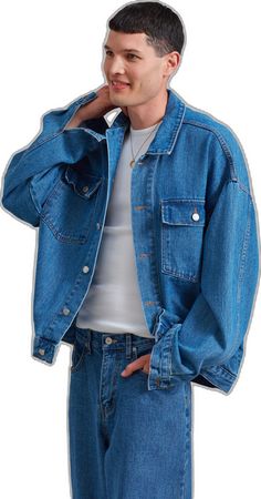 Long Sleeve Denim Jacket With Patch Pockets, Utility Denim Jacket With Patch Pockets, Blue Long Sleeve Denim Jacket With Patch Pockets, Casual Long Sleeve Denim Jacket With Multiple Pockets, Denim Blue Cotton Jacket With Pockets, Relaxed Fit Long Sleeve Denim Jacket With Pockets, Single Breasted Long Sleeve Denim Jacket, Urban Long Sleeve Denim Blue Jacket, Single Breasted Cotton Denim Jacket