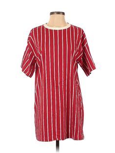 Forever 21 Casual Dress Size: Small Red Dresses - used. 100% Cotton, Popover, Crew Neck, Stripes, Short, Short Sleeve | Forever 21 Casual Dress - Popover: Red Stripes Dresses - Used - Size Small Affordable Forever 21 Cotton Mini Dress, Cheap Forever 21 Cotton Mini Dress, Red Casual Dress, Red Striped Dress, Red Dresses, Casual Dresses For Women, Red Dress, Print Dress, Casual Dress