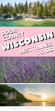 the words door county, wisconsin and best things to do in front of a lake