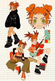 an image of some anime characters with guitars