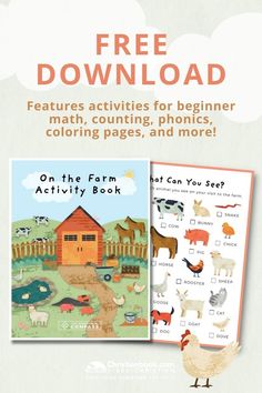 the farm activity book is open and ready to be used for children's learning