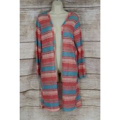 Les Amis Women's Sz Medium Open Knit Striped Kimono Duster Cardigan Sweater Pink Product Details Approx. Measurements: -Sleeve Length: 23" -Pit To Pit: 19" (Left To Right) -Length: 39" Side Pockets Condition New Without Tags Seller Notes “Measurements In Description” Outer Shell Material 78% Polyester 22% Spandex Pattern Striped Jacket/Coat Length Mid-Length Sleeve Length Long Sleeve Occasion Casual Garment Care Machine Washable Size M Color Pink Fabric Type Knit Vintage No Brand Les Amis Fit Re Striped Kimono, Duster Cardigan Sweater, Kimono Duster, Duster Cardigan, Striped Jacket, Open Knit, Pink Fabric, Pink Sweater, Jacket Coat