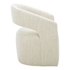 an upholstered white chair on a white background