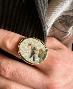 Micromosaic Jewellery, Gold Finch, Mosaic Ring, Weird Jewelry, Mode Hippie, Art Jewelry Contemporary