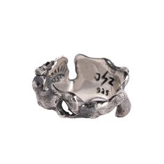 HATA RING | 925 STERLING SILVER - JewelryLab Mens Rings Silver Unique, Abstract Rings, Abstract Ring, Abstract Jewelry, Lighter Case, Rustic Rings, Handmade Silver Ring, Bali Silver, Handmade Brass