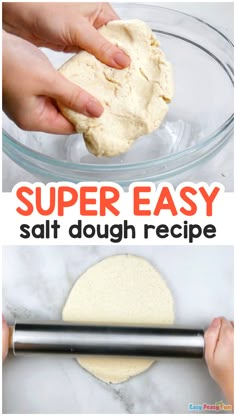 two images showing how to make super easy salt dough