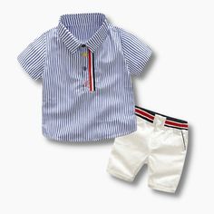 One of the best outfits comes with stripes and this time its vertical lines for this outfit that make it little boys in fashion style. It features colorful buttons to add vibrant to the outfit. Its is made of cotton and match wiht plain white shorts. Looks fresh and comfy outfit. Perfect for summer, photoshoot, and on any casual occasion. It's a neat-looking outfit that your baby's cuteness will come out even more. Collar: V-Neck Item Type: Sets Closure Type: Single Breasted Material: Cotton Pat White Collared Sets For Spring, White Cotton Sets, White Cotton Short Sleeve Sets, Casual White Cotton Sets, White Cotton Casual Sets, Spring White Collared Sets, Striped Short Sleeve Sets For Spring, Playful Cotton Short Set For Spring, White Cotton Short Set For Spring