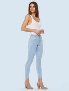 Fits like it looks - sexy, soft and made for you. Skinny ankle jean with soft could wash. Front Rise: 9.25" Inseam: 29" Light Wash Fitted High Rise Cropped Jeans, Washed Blue Fitted Cropped Jeans, Fitted Washed Blue Cropped Jeans, High Rise Stretch Washed Blue Jeans, Ankle Jeans, Capri Pants, Mid Rise, Open Shoulder Tops, Pants