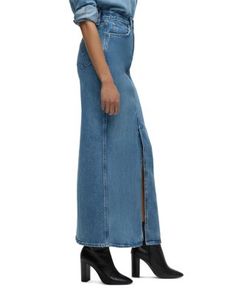 Hudson Denim Maxi Skirt Fitted High Rise Skirt For Fall, High Rise Skirt For Workwear, Fall Season, High Rise Skirt For Fall Workwear, Chic Full-length Denim Skirt For Fall, Fitted Full-length Denim Skirt For Fall, Chic Full Length Denim Skirt For Fall, Fall Full Length Fitted Denim Skirt, Fitted Denim Skirt For Fall, High Rise Fitted Denim Skirt With Five Pockets