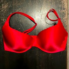 Never Worn Fire Engine Red Victoria’s Secret Angels Secret Embrace Lightly Padded Demi Bra W/ Flower Detail. Size 34d. Comes From A Smoke Free Home. Red Stretch Bra With Padded Cups, Red Underwire Bra For Night Out, Fitted Red Padded Bra, Elegant Fitted Red Bra, Elegant Red Bra Partially Lined, Red Fitted Bra With Padded Cups, Fitted Red Bra With Padded Cups, Elegant Red Partially Lined Bra, Fitted Seamless Red Bra