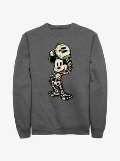 50% Cotton  50% PolyesterWash cold; dry lowImportedListed in men's sizes Fall Streetwear Mickey Mouse Tops, Fall Mickey Mouse Sweatshirt For Streetwear, Mickey Mouse Skeleton, Mickey Halloween Sweatshirt, Mouse Skeleton, Fall Mickey Mouse Crew Neck T-shirt, Halloween Mickey Mouse, Disney Sweatshirts Hot Topic, Skeleton Sweatshirt