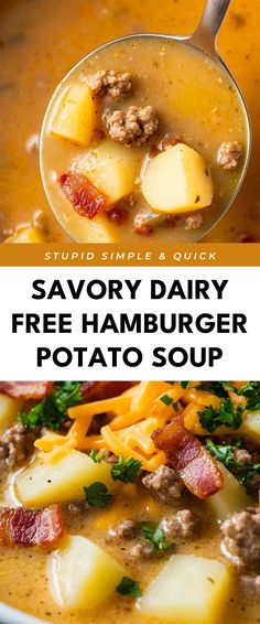 Image for Savory Dairy Free Hamburger Potato Soup Dinner With No Dairy, Crockpot Soup Non Dairy, Dairy Gluten And Egg Free Recipes, Dairy And Soy Free Soup Recipes, Dairy Free Soup Recipes Crock Pot, Dairy Free And Egg Free Recipes, Dairy Free Cheeseburger Soup, Gluten Free Hearty Soups, Soup Recipes Gluten Free Dairy Free