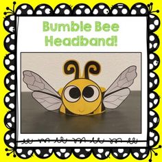 a bumble bee headband made out of paper with the words bumble bee headband on it