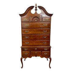 an old wooden dresser sitting on top of a white background