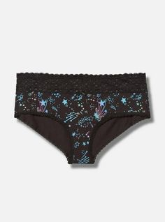 FIT Mid-rise. . Minimal coverage. . MATERIALS + CARE Cotton-blend knit fabric. 95% cotton, 5% spandex. Machine wash cold. Dry low. Imported. DETAILS Wide lace trim. The best plus size women's cotton mid-rise cheeky panty panties in cosmic stars rich black made of cottonspan. Rock your look from Torrid to Festivals like Coachella and Lollapalooza, a concert, a show, or just for fun! Cosmic Stars, Disney Leggings, New Street Style, Shoes For Leggings, Swimming Outfit, Halloween News, Shopping Day, Bra And Panty Sets, Dress With Cardigan