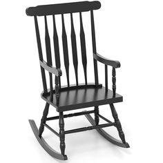 a black rocking chair on a white background