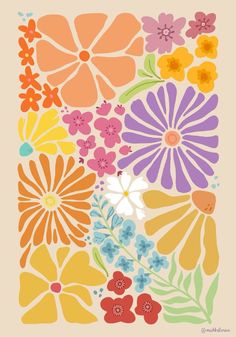 an image of colorful flowers on a beige background