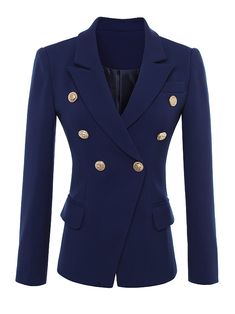 Navy Blue Blazer, Blazer Designs, Womens Blazers, Street Outfit, Breasted Blazer, Double Breasted Blazer, Fashion 2018, Blazer Fashion, Fashion 2020